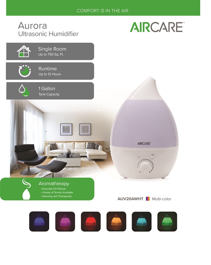 AIRCARE Aurora 1Gal. Ultrasonic Humidifier for 750 sq. ft.AUV20AWHT